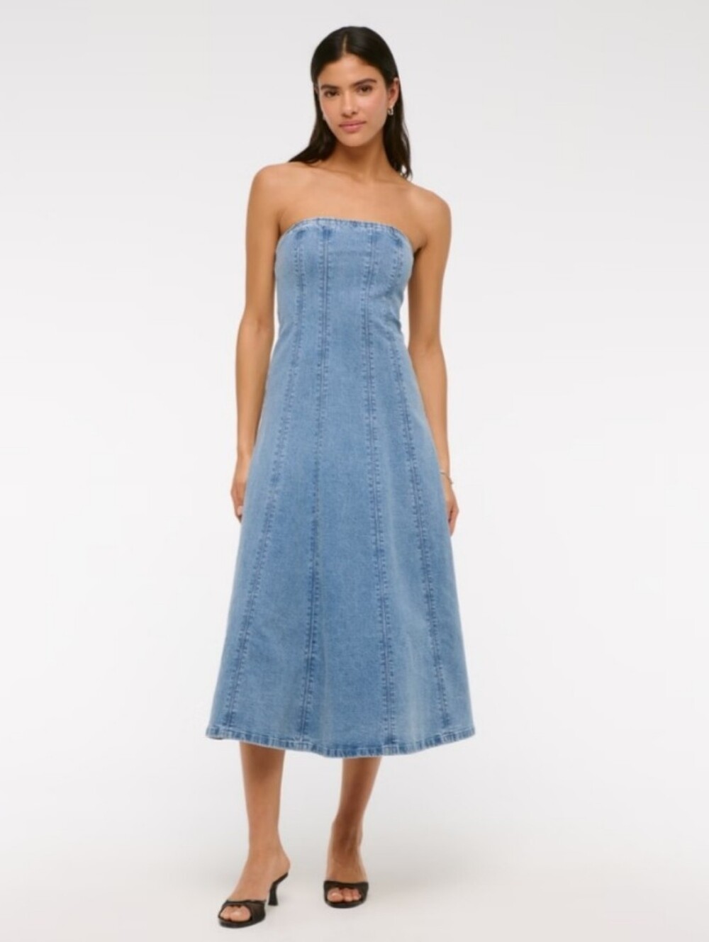 Abercrombie & Fitch denim strapless midi dress